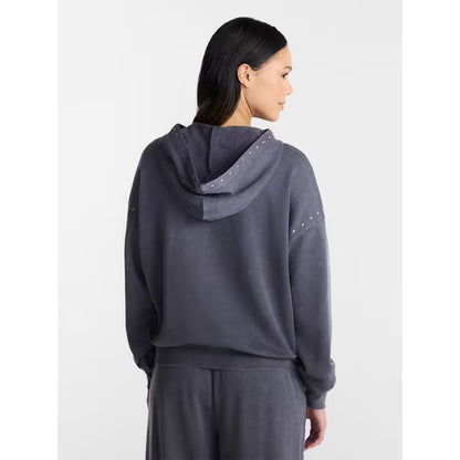 Mineral Wash Studded Fleece Oversized Hoodie, Women's