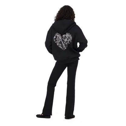 Forever 21 Women's Fleece Zip Up Hoodie with Front and Back Graphic Detail, Relaxed Fit Sweatshirt Jacket, Casual Everyday Layering Style