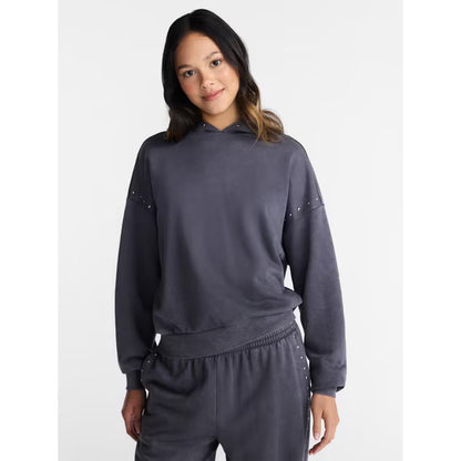 Mineral Wash Studded Fleece Oversized Hoodie, Women's