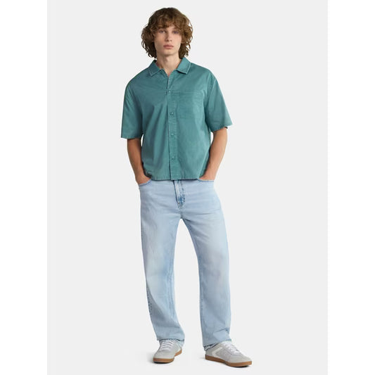 Boxy Button Down Shirt with Short Sleeves, Men's and Big Men's